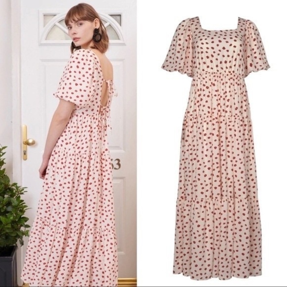 Sister Jane Red Floral Daisy Tiered Maxi Dress - Picture 1 of 6